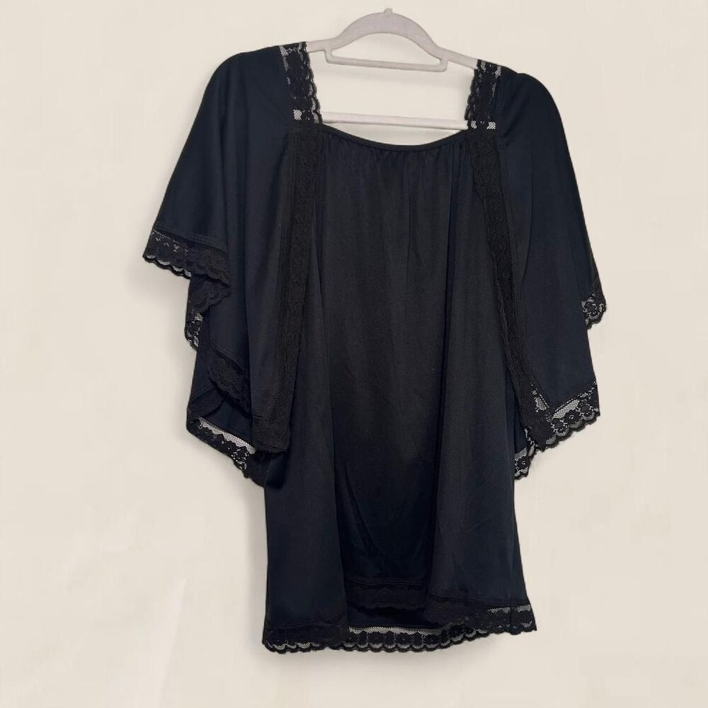 Vintage black Whimsigoth Witchy Lace Faux Cape Top | Size 18 ethereal flowy - Picture 4 of 8